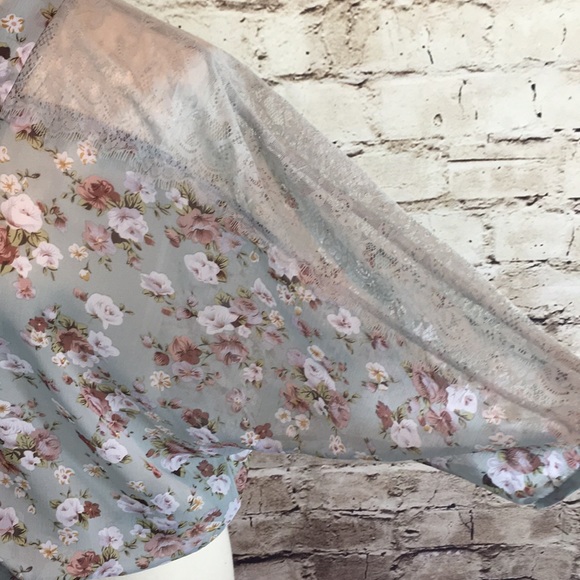 Blue Bird Sheer Floral Chiffon and Lace Top - Picture 6 of 8